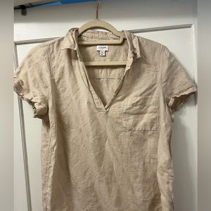 Neutral linen J. Crew collared shirt, size S